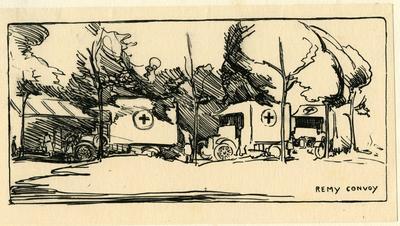 Remy convoy; Olive Mudie Cooke (b.1890, d.1925); Printed Docs (museum)/lithograph; 0046/ 24