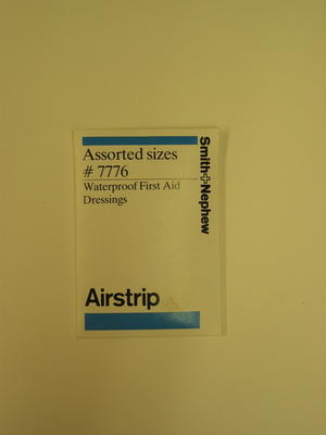 packet of 'Airstrip' waterproof first aid dressings