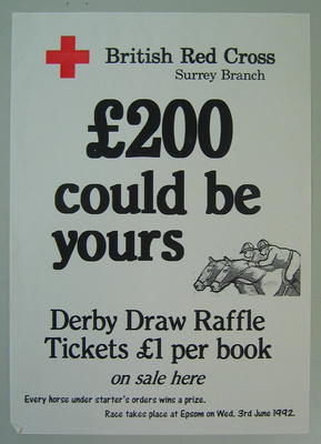 poster relating to raffles and prize draws from London and Surrey Branches