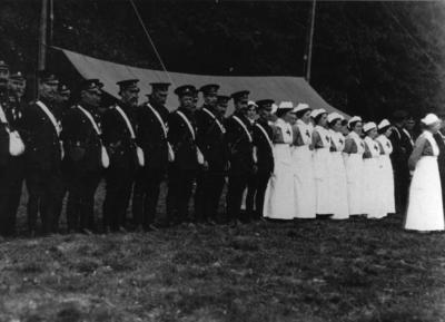 Sudbourne and Orford Men's and Women's Detachment [Suffolk/13 and 80] in full uniform on parade at a [field day]