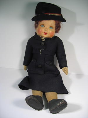 doll, dressed in British Red Cross Officer's outdoor uniform, c1950