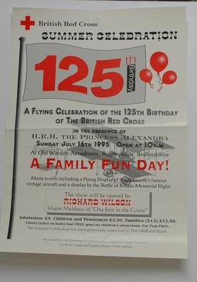 Poster advertising an event held as part of 125th Birthday of the British Red Cross