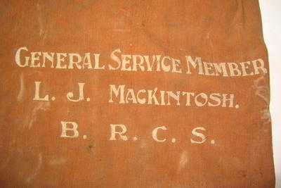 British Red Cross personal kit bag belonging to L J Mackintosh.