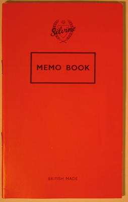 Small notebook with red cover, made by Silvine, 'Memo Book'