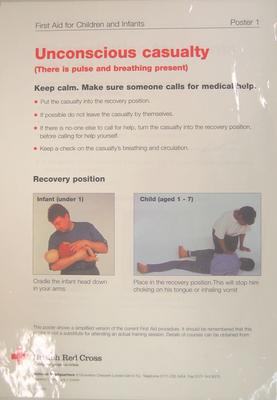 Medium sized poster: poster 1 First Aid for Children and Infants - Unconscious casualty.