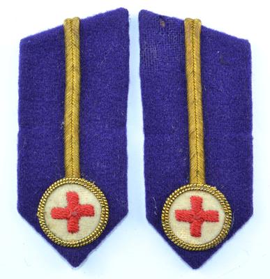 Gorget patches: purple with gold line with embroidered emblem.