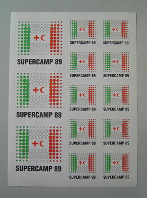 Sheet of 13 stickers (3 x large, 10 x small): Supercamp 89 .