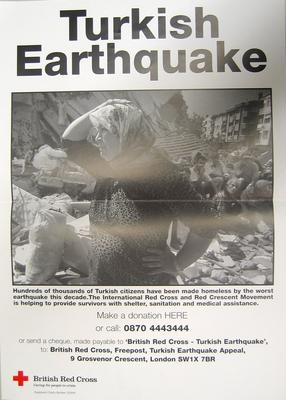Poster appealing for funds for the Turkish Earthquake, 1999