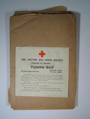 Brown paper pattern for British Red Cross Flannel or Viyella pyjama suit (jacket and trousers)