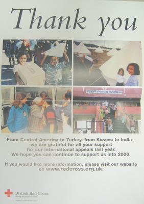 poster thanking donors for support for international appeals in 1999