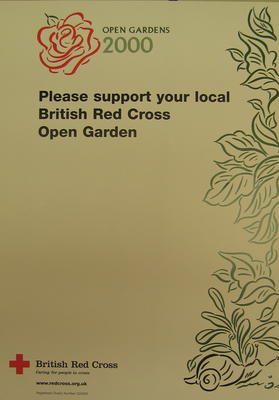 Medium sized poster: Open Garden 2000. Please support your local British Red Cross Open Garden.