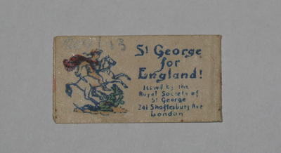 paper fundraising flag: St George for England