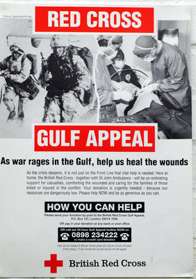 Poster advertising the Red Cross Gulf Appeal.