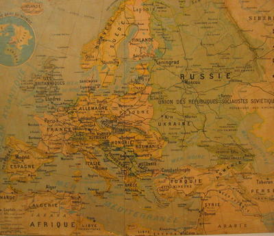 map (mounted on cardboard) showing Central Europe