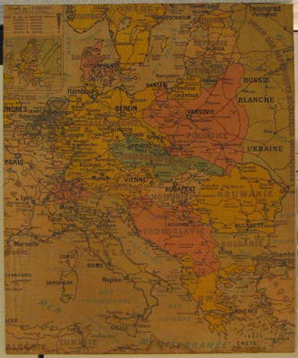 map (mounted on cardboard) showing Central Europe and Russia