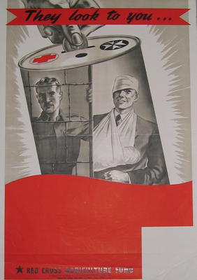 Small poster: 'They look to you...Red Cross Agricultural Fund.'