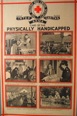 One of a set of large posters illustrating the services of the British Red Cross: Care of the Pysically Handicapped.; Printed Docs (museum)/poster; 2567/14