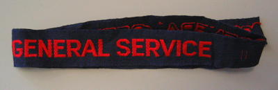 Cloth flash, red letters on blue: GENERAL SERVICE