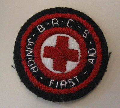 Circular cloth patch: British Red Cross Junior First Aid