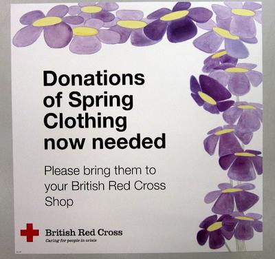 Poster used in British Red Cross shops