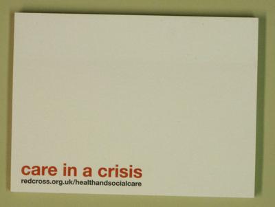 block of sticky notes: care in a crisis with the url for health and social care