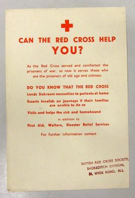 Poster promoting British Red Cross services for the elderly