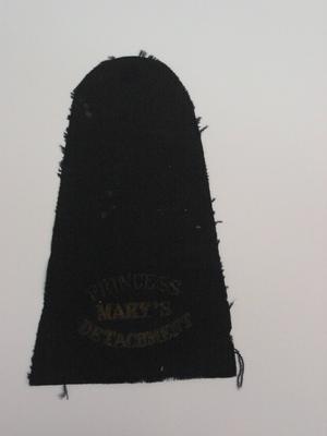 shoulder strap of Princess Mary's Detachment with typed note