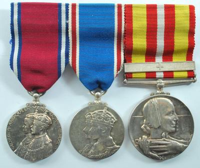 Set of medals: King George V Coronation Medal 1911, King George V Silver Jubilee Medal 1935 and Voluntary Medical Service Medal with one bar