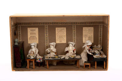 Diorama showing the War Hospital Supply Department Surgical Dressings Room; Art/diorama; 742/1