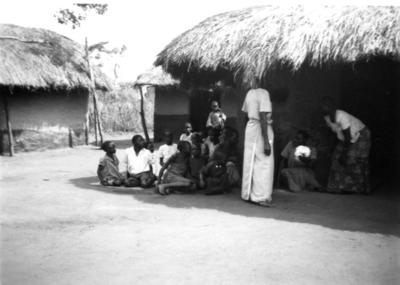 Students and adults at Chikankata leper children school, Northern Rhodesia