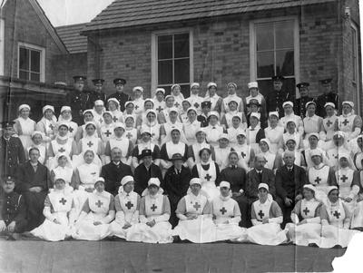 Red Cross VADs and Patients at an Auxiliary Hospital during the First World War; RCB/2/9/5/75