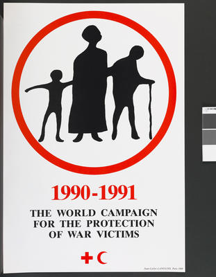 Large poster produced for the 1990-1991 World Campaign for the Protection of War Victims