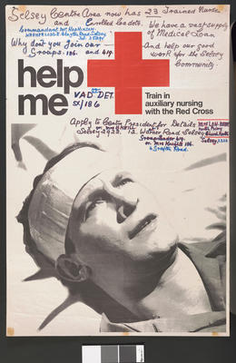 poster advertising auxiliary nursing with the British Red Cross