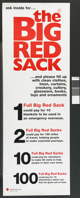 Large white text-only poster featuring the words, ' the Big Red Sack'