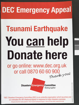 Poster issued by the DEC for the Tsunami Earthquake appeal