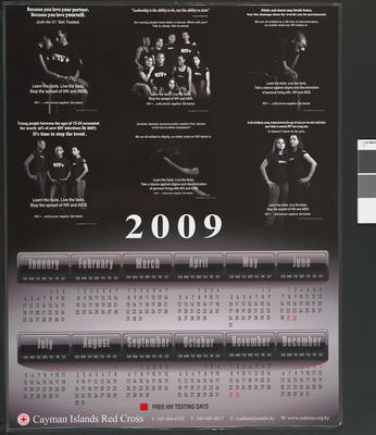 2009 calendar produced by the Cayman Islands Red Cross promoting HIV testing