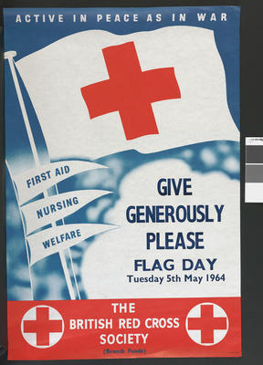Poster promoting a British Red Cross flag day, 1964