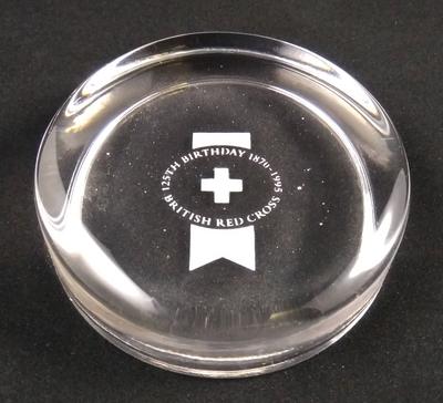 Glass paperweight to commemorate the 125th Birthday of the British Red Cross in 1995
