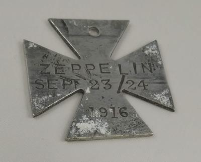 Maltese type cross made from a piece of Zeppelin