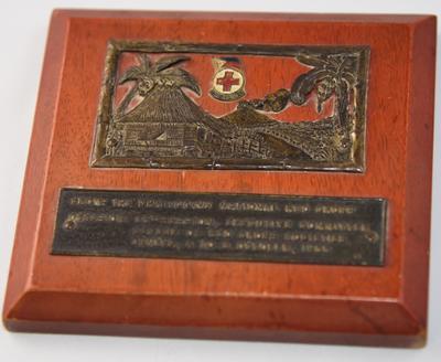 Plaque presented to the British Red Cross by the Philippine National Red Cross, 1966