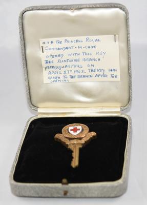 Ceremonial key used by the Princess Royal at the opening ceremony of the Flintshire Branch HQ, 1963