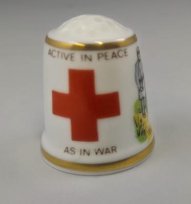 Thimble in presentation box: 'Active in Peace As In War'