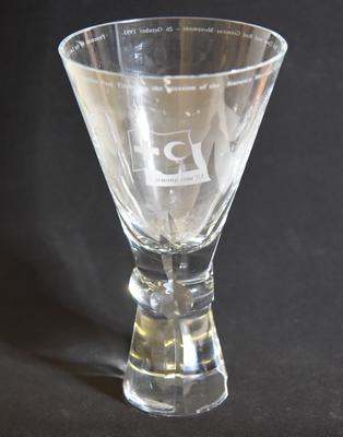 Glass vase with inscription