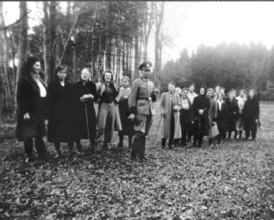 Liebenau civilian internment camp "The Walk" with German guard