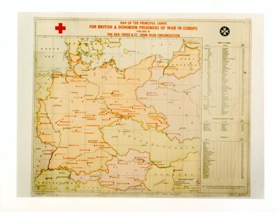 Map of the Principle British and Dominion prisoner of war camps in Europe, 1944.