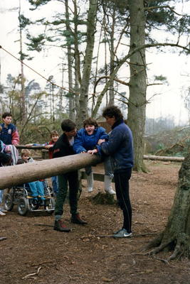 Amanda on obstacle course as part of Holiday for the Disabled; RCC/4/IN1462