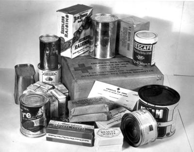 Contents of an American prisoner of war food parcel