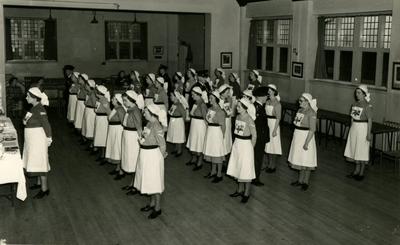 Inspection and Display [in Church Hall after Parade], by the Farnham Division, Surrey