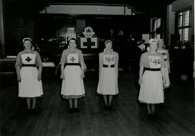 Inspection and Display [in Church Hall after Parade] by the Farnham Division, Surrey