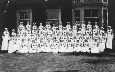 Photograph of a group of Red Cross nurses